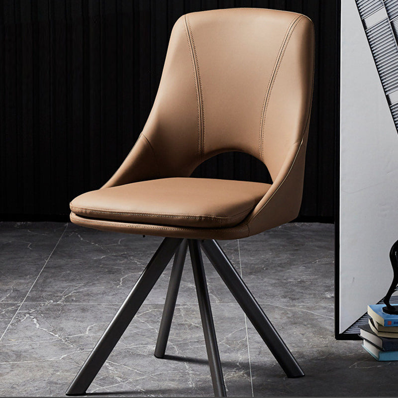 Eigentijds ontwerp open rug dineren stoelen lederen eetkamerstoelen