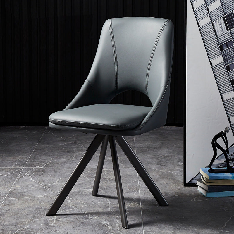 Eigentijds ontwerp open rug dineren stoelen lederen eetkamerstoelen