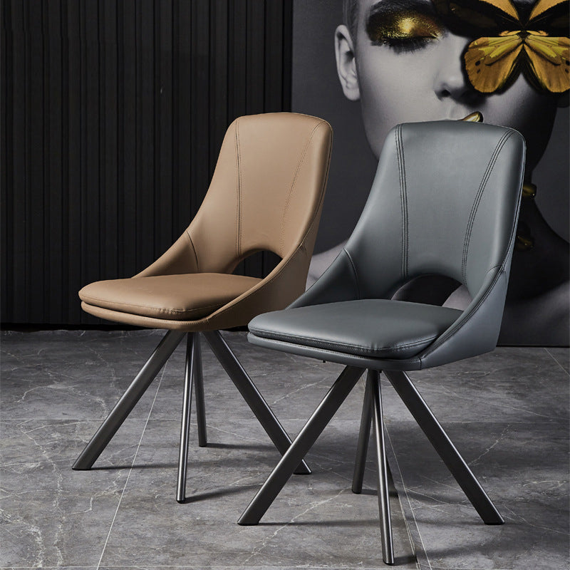 Eigentijds ontwerp open rug dineren stoelen lederen eetkamerstoelen