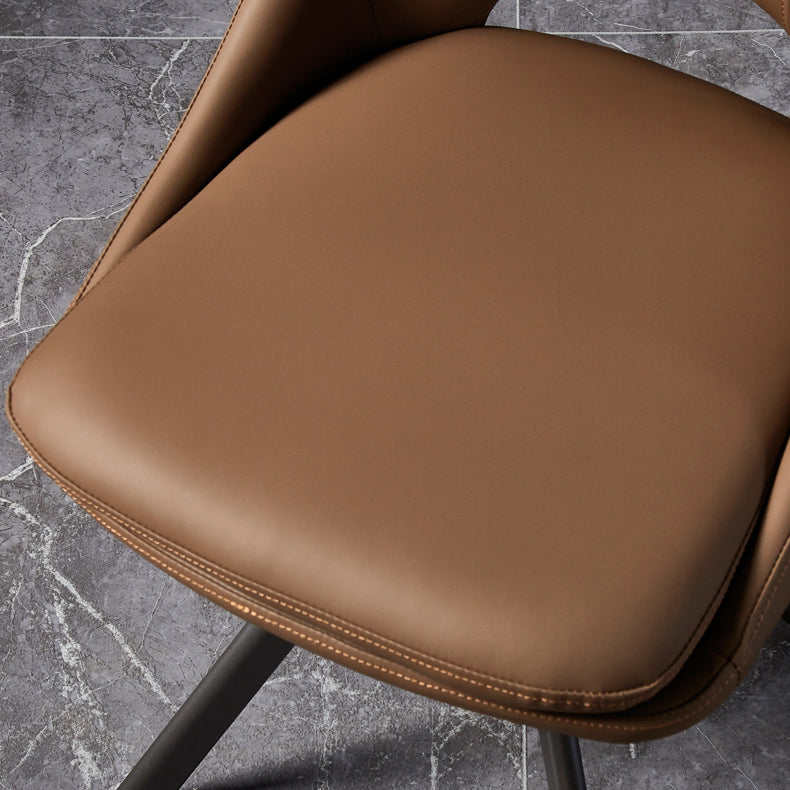 Eigentijds ontwerp open rug dineren stoelen lederen eetkamerstoelen