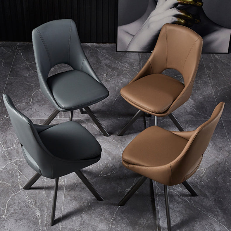 Eigentijds ontwerp open rug dineren stoelen lederen eetkamerstoelen