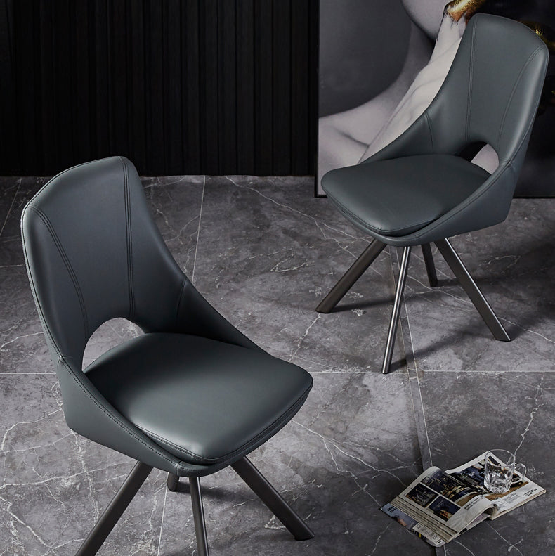 Eigentijds ontwerp open rug dineren stoelen lederen eetkamerstoelen