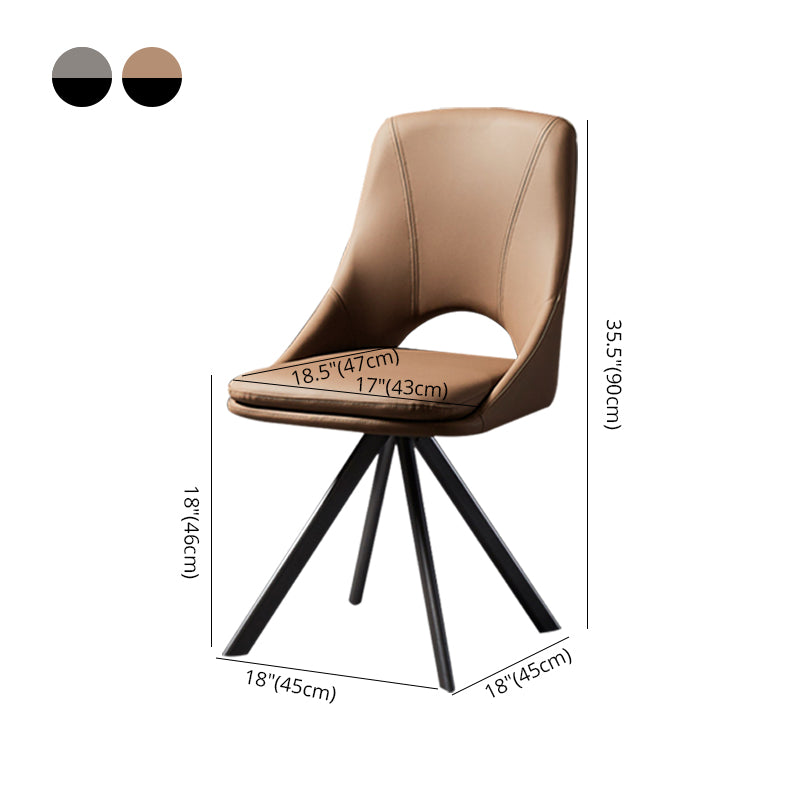Eigentijds ontwerp open rug dineren stoelen lederen eetkamerstoelen