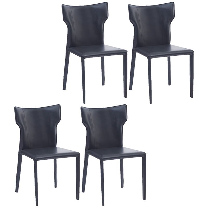 Silla sin brazos de comedor de metal contemporáneo, silla lateral de piel sintética para uso doméstico