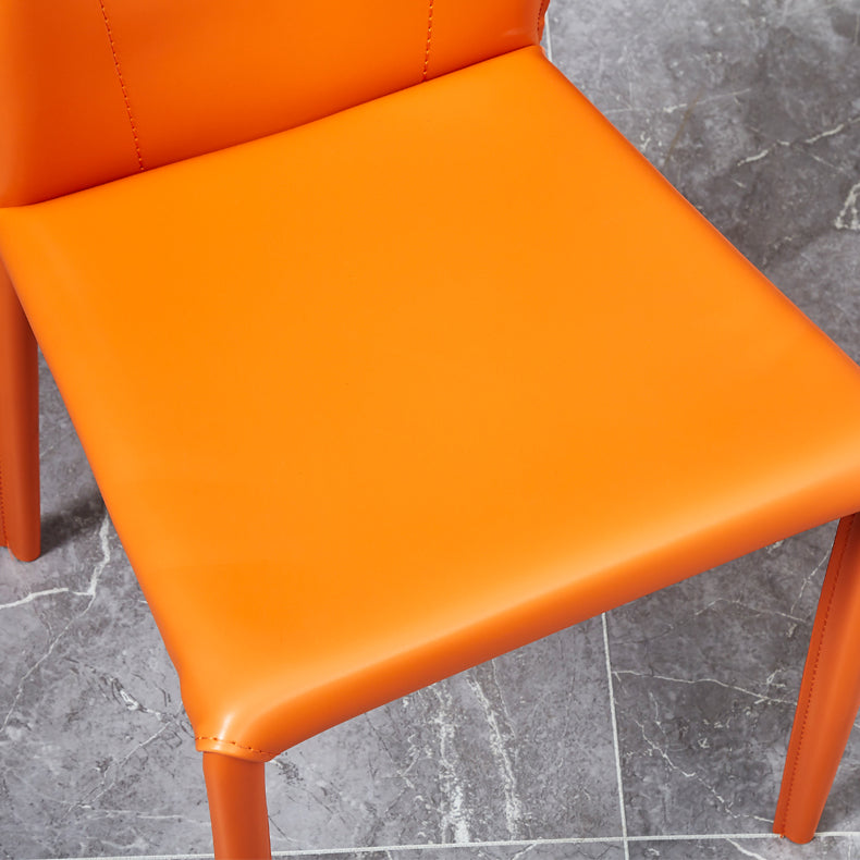 Silla sin brazos de comedor de metal contemporáneo, silla lateral de piel sintética para uso doméstico