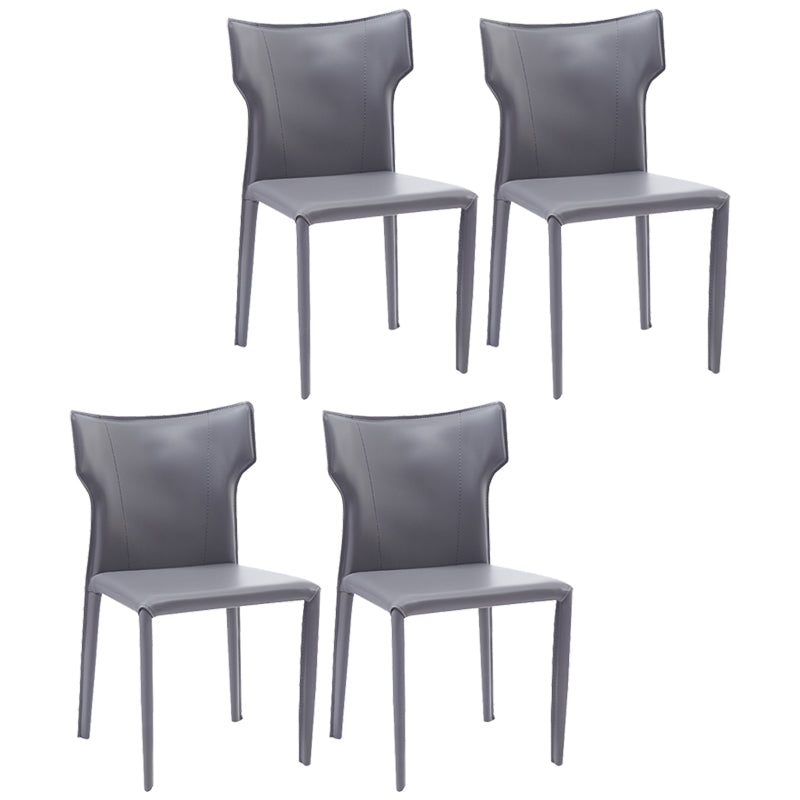 Silla sin brazos de comedor de metal contemporáneo, silla lateral de piel sintética para uso doméstico