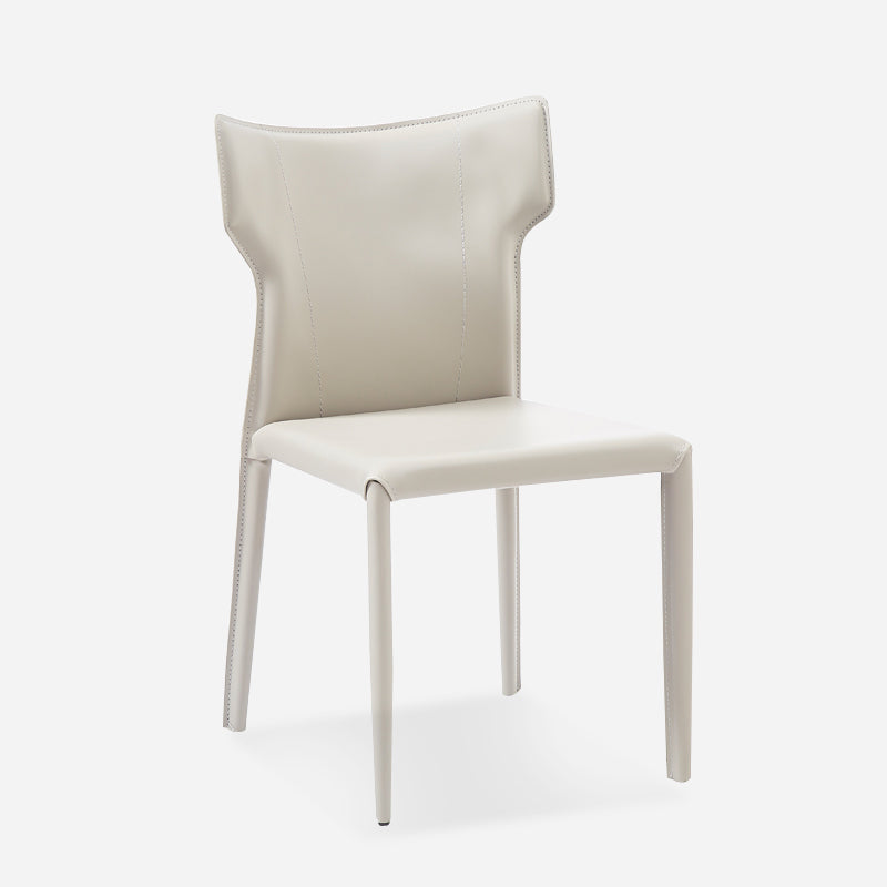 Silla sin brazos de comedor de metal contemporáneo, silla lateral de piel sintética para uso doméstico