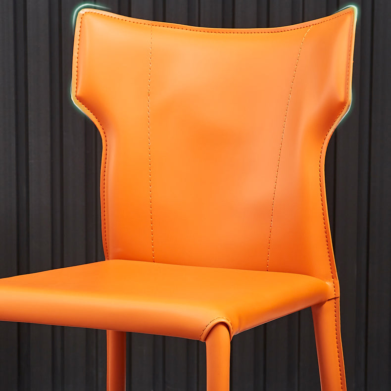 Silla sin brazos de comedor de metal contemporáneo, silla lateral de piel sintética para uso doméstico
