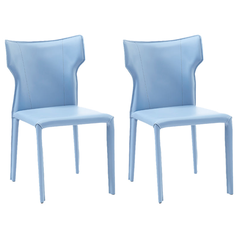 Silla sin brazos de comedor de metal contemporáneo, silla lateral de piel sintética para uso doméstico