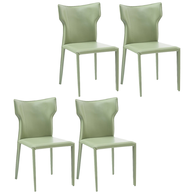 Silla sin brazos de comedor de metal contemporáneo, silla lateral de piel sintética para uso doméstico