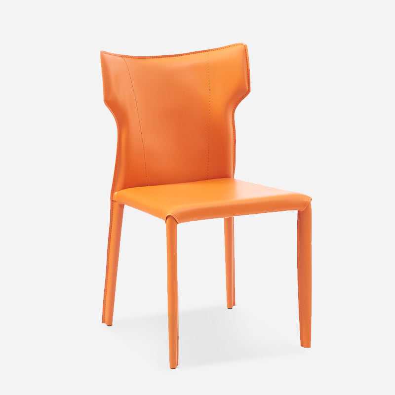 Silla sin brazos de comedor de metal contemporáneo, silla lateral de piel sintética para uso doméstico