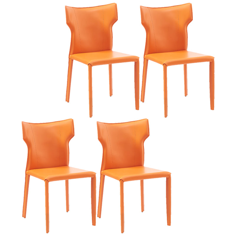 Silla sin brazos de comedor de metal contemporáneo, silla lateral de piel sintética para uso doméstico