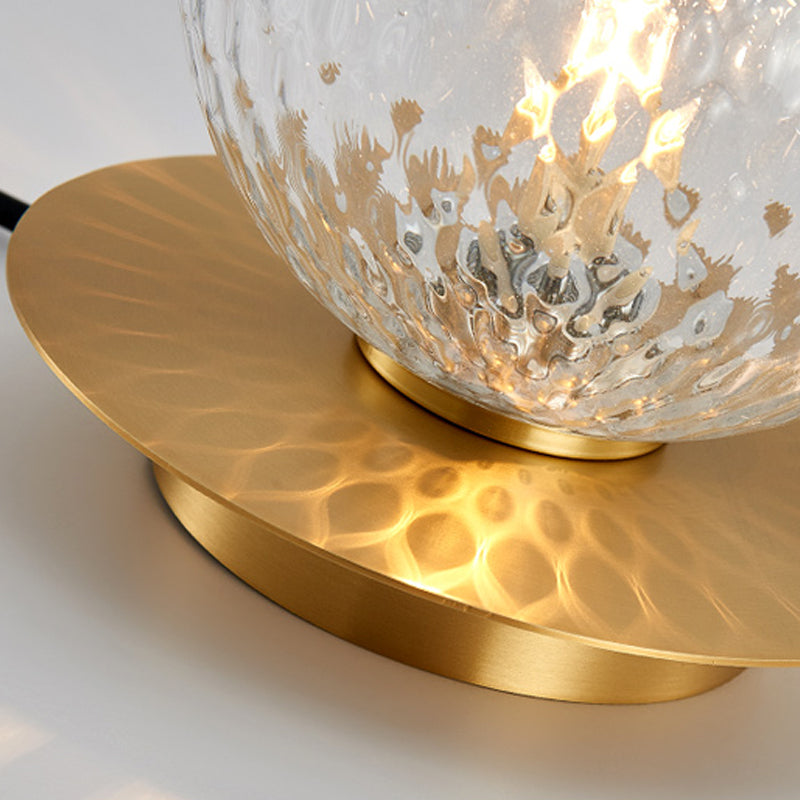 Modern Concise Indoor Flush Mount Copper Globe Ceiling Fixture with Ripple Glass Shade