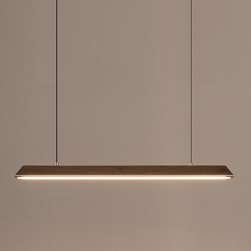 Modern 1-Light Island Light Linear Wood Island Chandelier Lights for Office