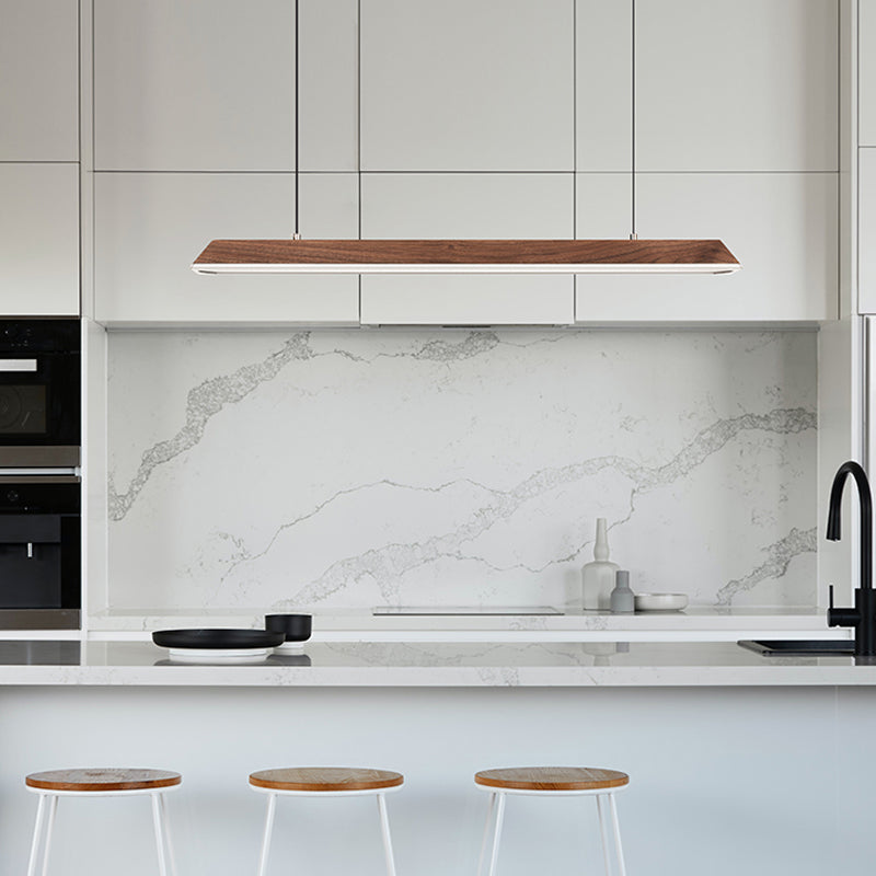 Modern 1-Light Island Light Linear Wood Island Chandelier Lights for Office