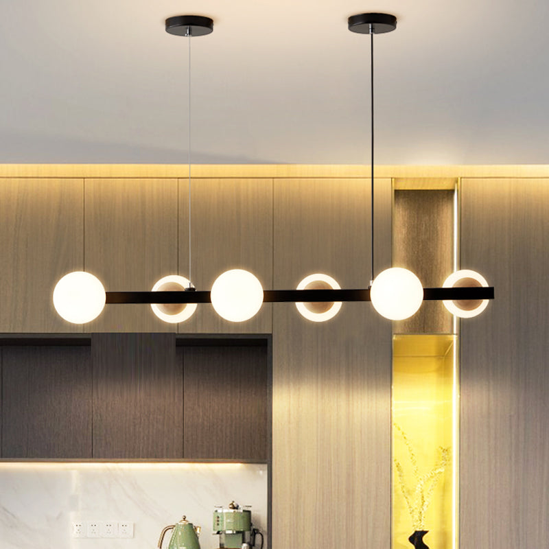 Brown Hanging Ceiling Light White Glass Modern Island Lamps for Dining Room
