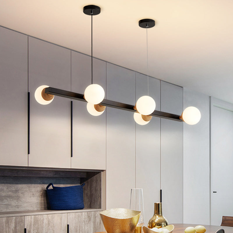 Brown Hanging Ceiling Light White Glass Modern Island Lamps for Dining Room