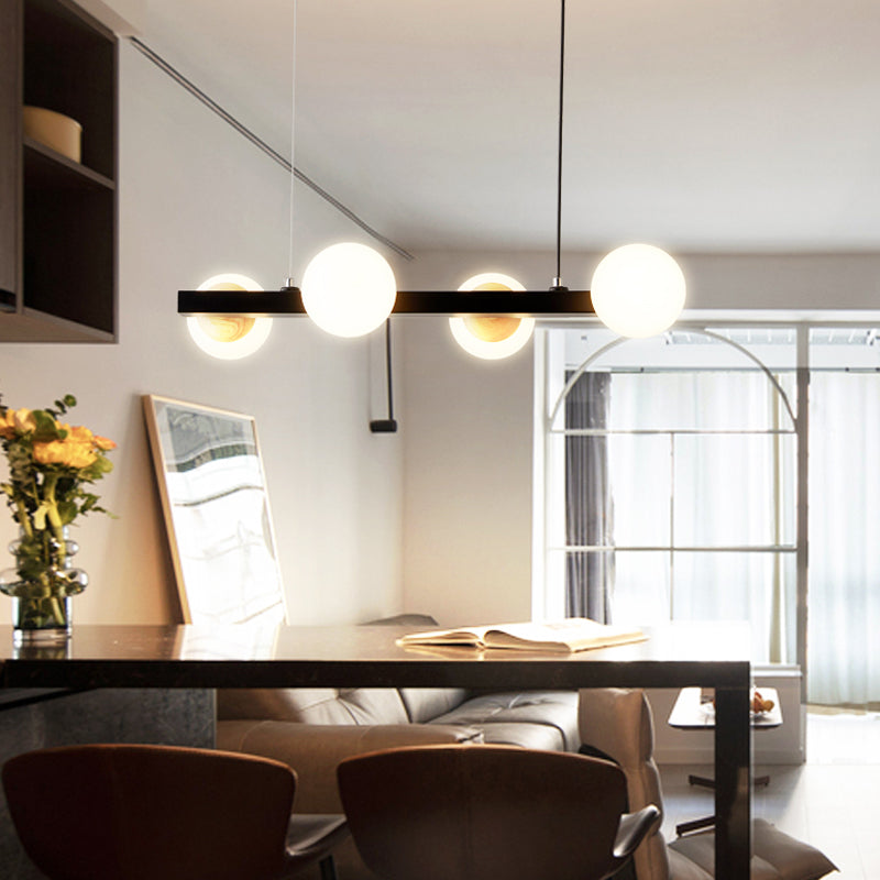 Brown Hanging Ceiling Light White Glass Modern Island Lamps for Dining Room