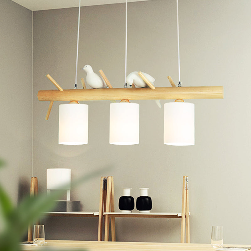 Modern Island Lighting Cylinder Glass Chandelier Light Fixture for Dining Room