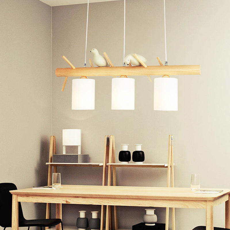 Modern Island Lighting Cylinder Glass Chandelier Light Fixture for Dining Room