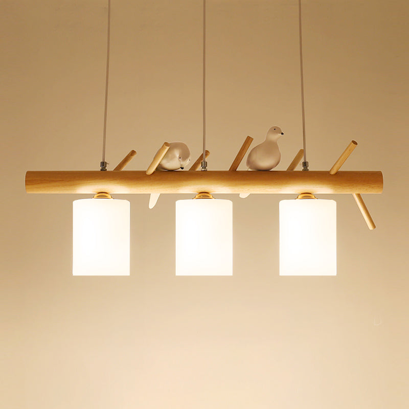 Modern Island Lighting Cylinder Glass Chandelier Light Fixture for Dining Room