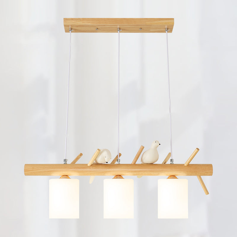 Modern Island Lighting Cylinder Glass Chandelier Light Fixture for Dining Room