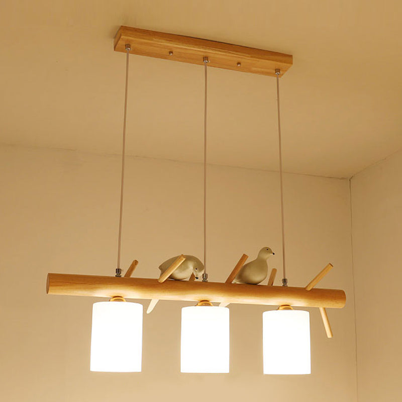 Modern Island Lighting Cylinder Glass Chandelier Light Fixture for Dining Room