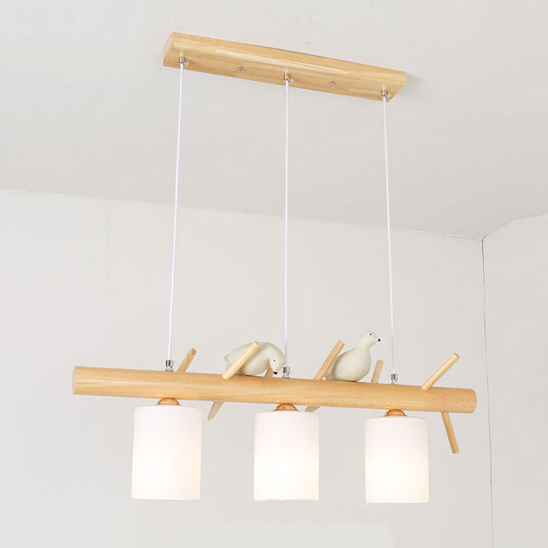 Modern Island Lighting Cylinder Glass Chandelier Light Fixture for Dining Room