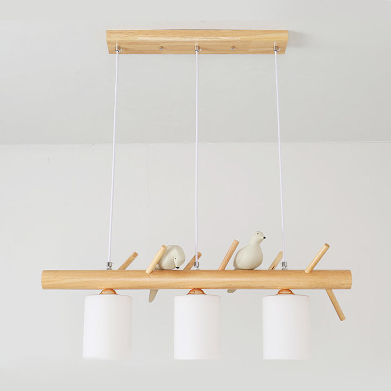 Modern Island Lighting Cylinder Glass Chandelier Light Fixture for Dining Room