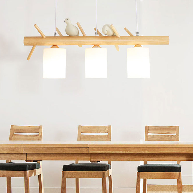 Modern Island Lighting Cylinder Glass Chandelier Light Fixture for Dining Room