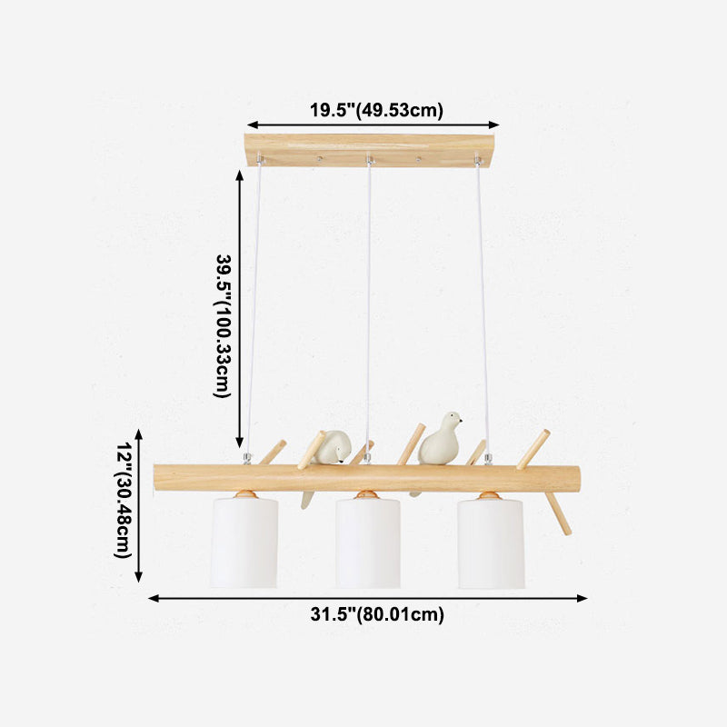 Modern Island Lighting Cylinder Glass Chandelier Light Fixture for Dining Room