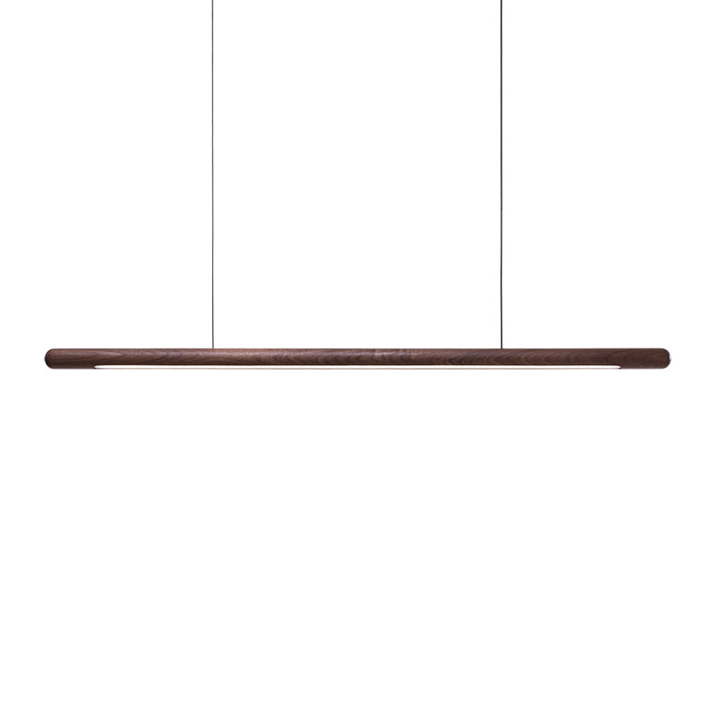 Modern Wood Chandelier Lamp Linear 1 Light LED Island Pendant for Office