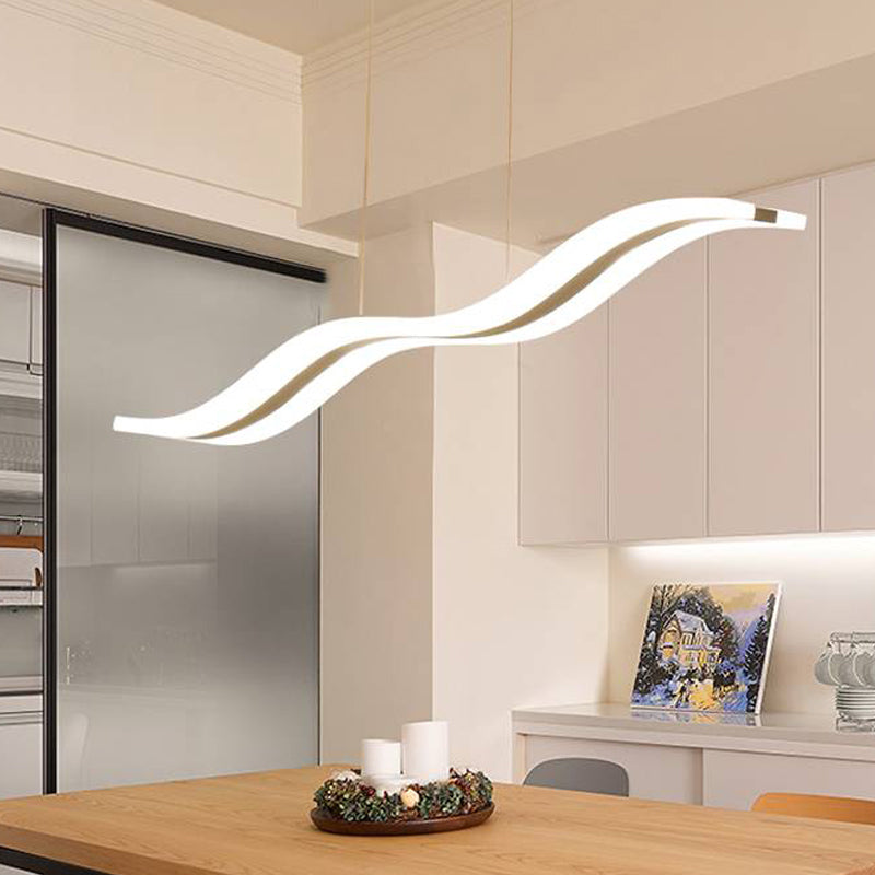 White Metal Hanging Pendant Lights Modern S Shape Hanging Lamps for Office