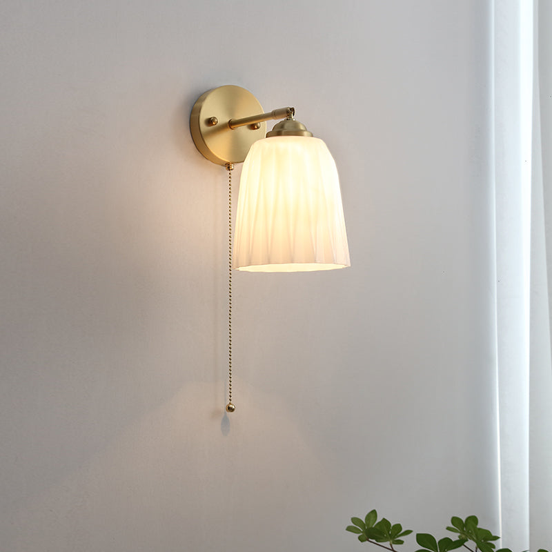 Glass 1-Light Geometric Wall Lighting Modern Style Wall Mounted Light Fixture in White