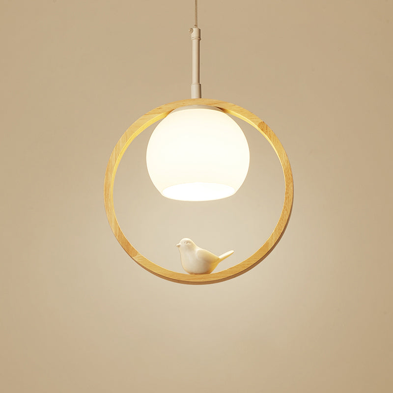 Wooden Globe Hanging Lamp in Modern Artistic Style Glass Pendant Light for Interior Spaces