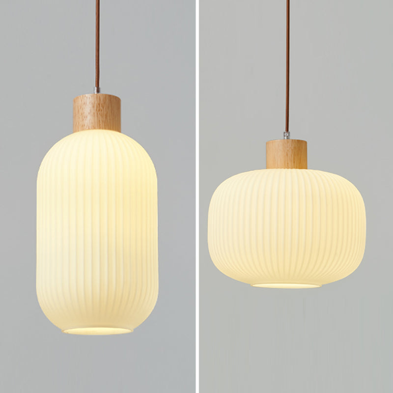 Pendre géométrique en bois en bois de style artistique moderne lampe suspendue intérieure en rondins