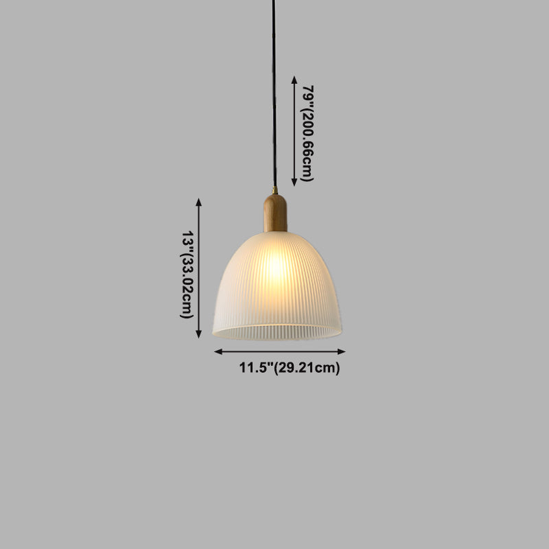 Wooden Dome Pendant Light in Modern Concise Style Glass Indoor Hanging Lamp