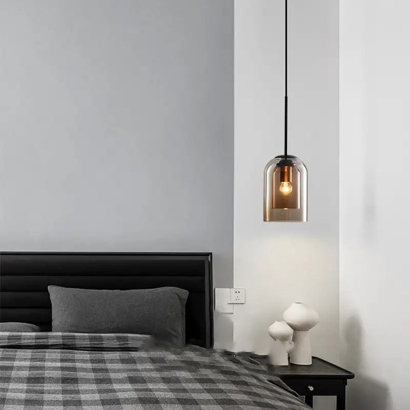 Double Glass Indoor Pendant Light in Modern Creative Style Wrought Iron Hanging Lamp