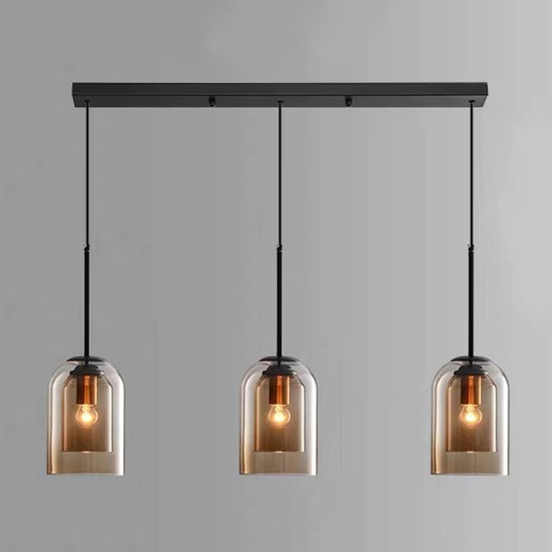 Double Glass Indoor Pendant Light in Modern Creative Style Wrought Iron Hanging Lamp