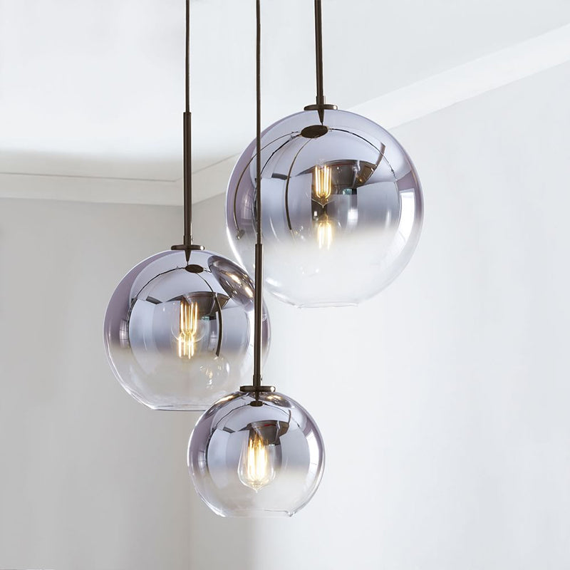 Glass Globe Pendant Light in Modern Artistic Style Electroplate Iron Hanging Lamp