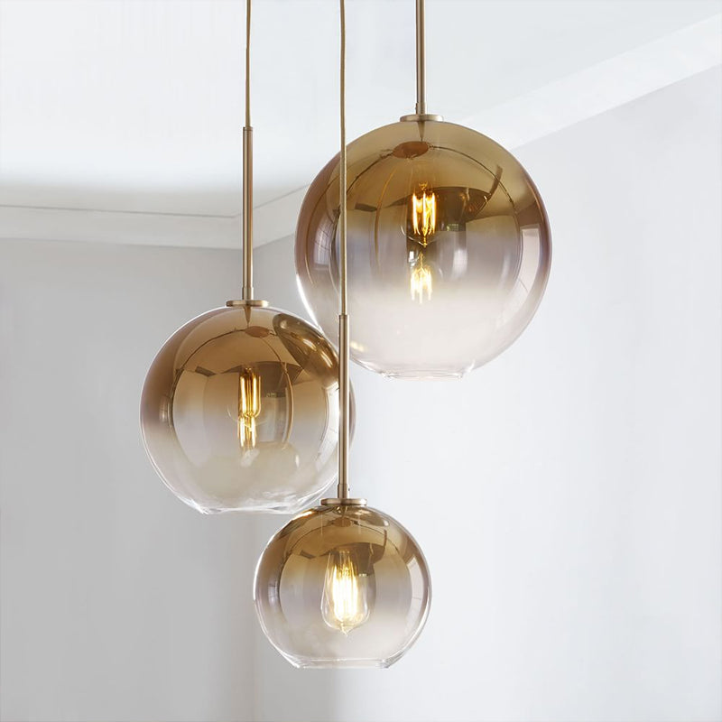Glass Globe Pendant Light in Modern Artistic Style Electroplate Iron Hanging Lamp