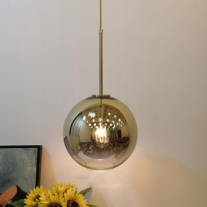 Glass Globe Pendant Light in Modern Artistic Style Electroplate Iron Hanging Lamp