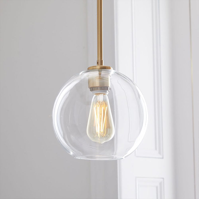 Glass Globe Pendant Light in Modern Artistic Style Electroplate Iron Hanging Lamp