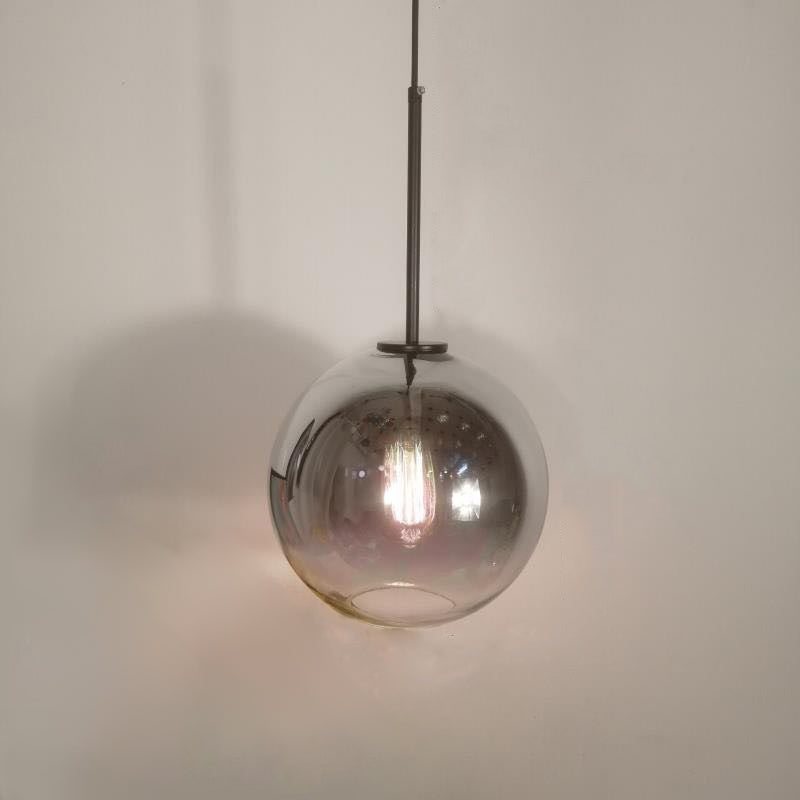 Glass Globe Pendant Light in Modern Artistic Style Electroplate Iron Hanging Lamp