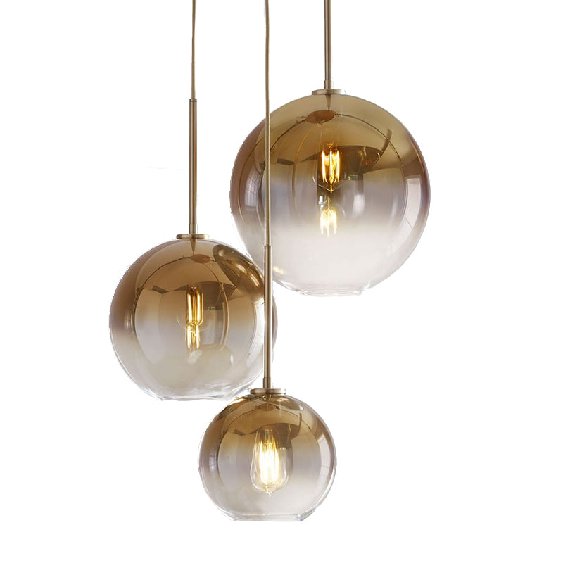 Glass Globe Pendant Light in Modern Artistic Style Electroplate Iron Hanging Lamp