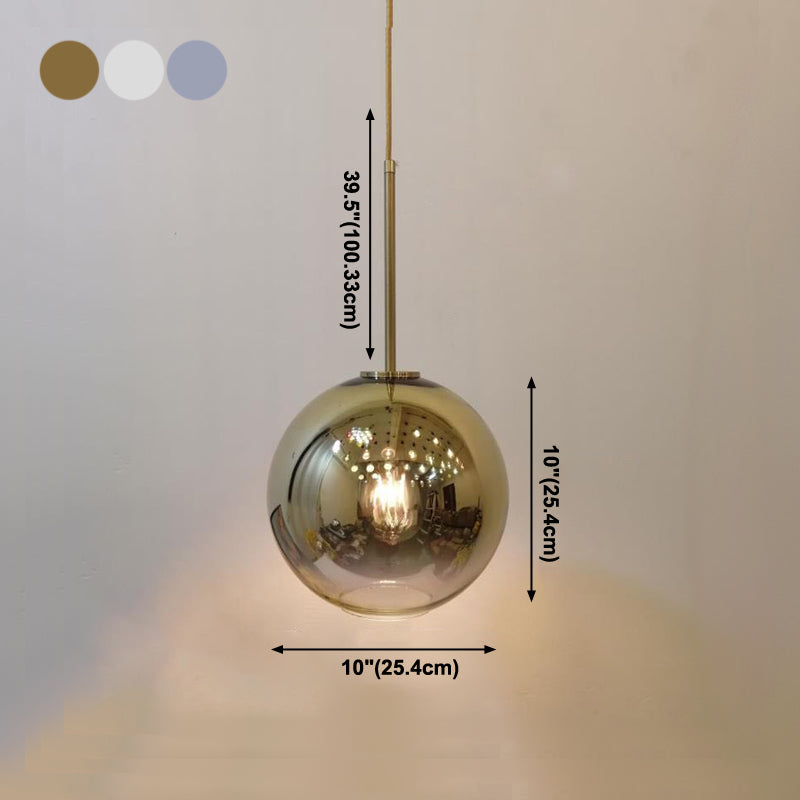Glass Globe Pendant Light in Modern Artistic Style Electroplate Iron Hanging Lamp