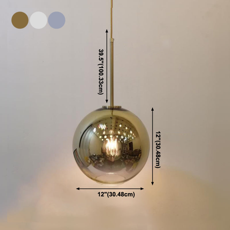 Glass Globe Pendant Light in Modern Artistic Style Electroplate Iron Hanging Lamp