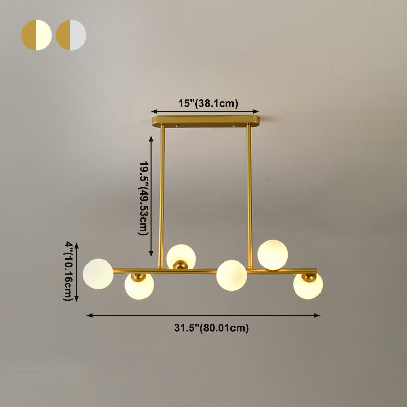 Nordic Modern Island Lighting Glass Chandelier Light Fixture for Dining Room