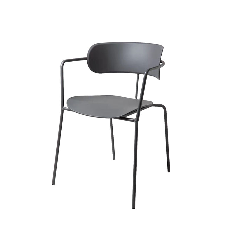 Chaise de salle à manger de style contemporain, chaise d'appoint de cuisine à bras ouvert avec pieds en métal
