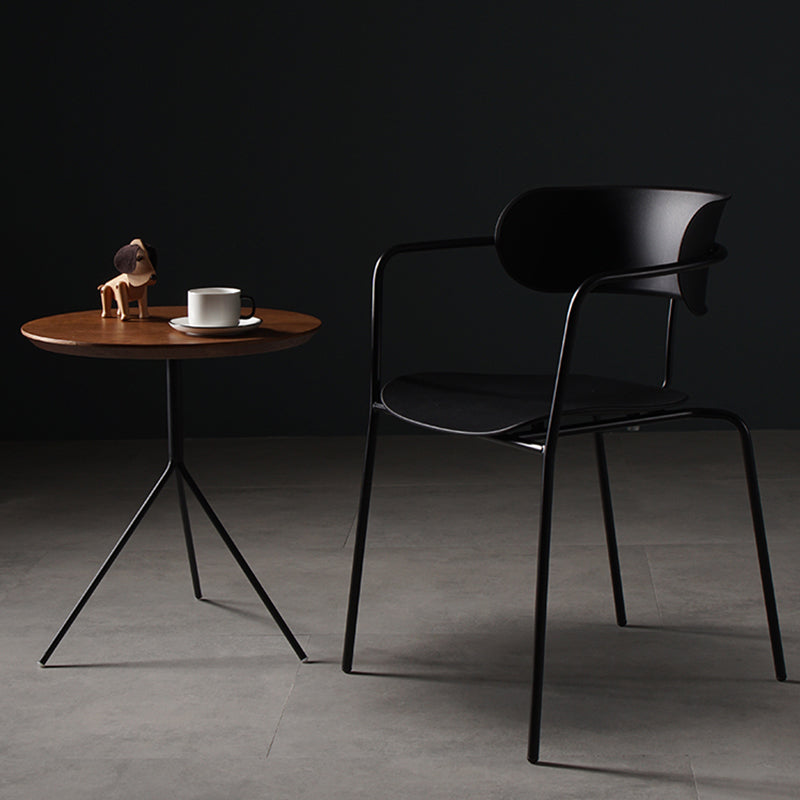 Chaise de salle à manger de style contemporain, chaise d'appoint de cuisine à bras ouvert avec pieds en métal